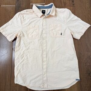 Vans Mens Button Up Size L Short Sleeve Pockets Skate Surf Beach Collared Pocket